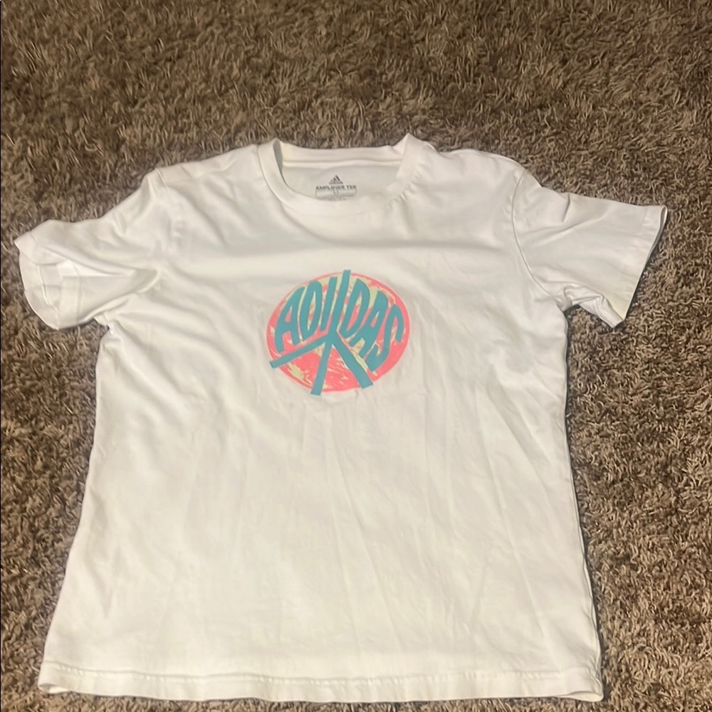 Adidas White Tee with Vibrant Logo